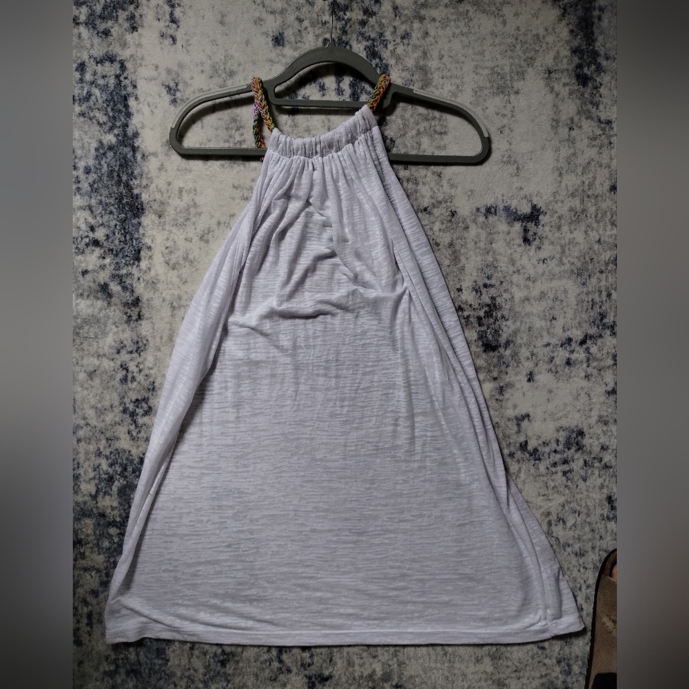 Pitusa White Halter Dress with Colorful Straps